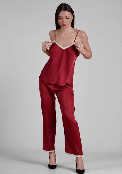 Ensemble 5 pièces en satin de soie et dentelle